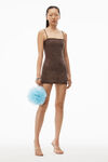 alexander wang clear hotfix slip dress in light mesh chocolate