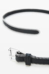 Alexander Wang black/silver thin zipper belt in crinkle leather