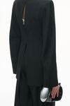 Alexander Wang black collarless tailored jacket with slits in wool blend