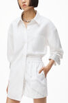 alexander wang crystal cuff oversized shirt in poplin white