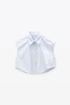 Alexander Wang light blue stripe cropped sleeveless button-up shirt in cotton