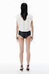 Alexander Wang white chemise courte blanche à strass thermocollés