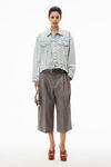 alexander wang falling back logo jacket in denim pebble bleach