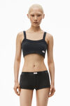 Alexander Wang washed black cropped camisole in waffle-knit cotton stretch