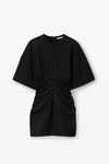 alexander wang crewneck ribbed jersey mini dress with draped detail black