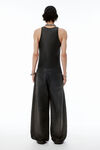 Alexander Wang vintage black 皮革 trompe-l'oeil 牛仔裤