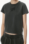 Alexander Wang faded black distressed logo shrunken cotton tee