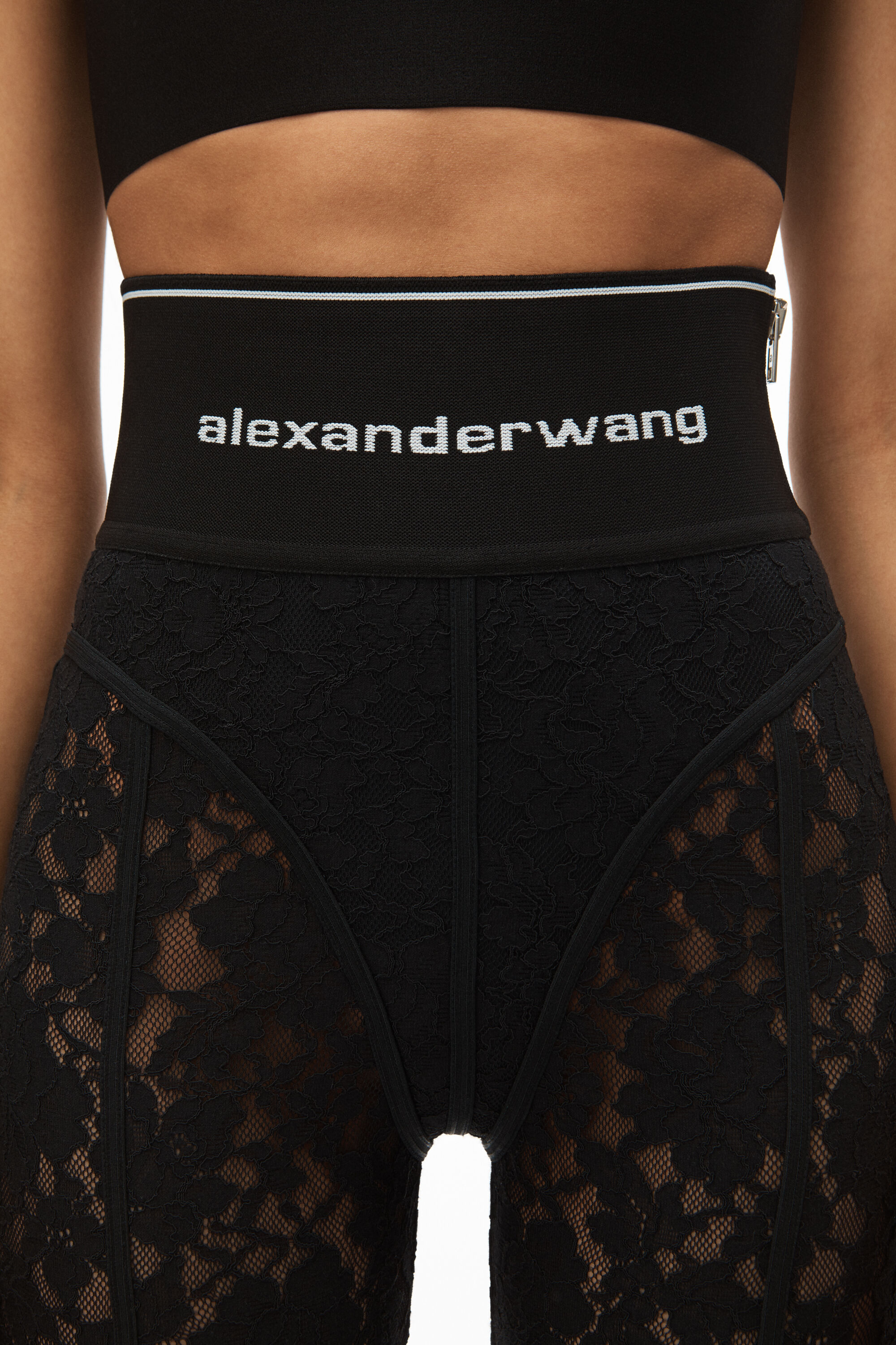 LOGO ELASTIC LEGGING IN LACE BLACK 