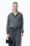 Alexander Wang thunder grey cropped hoodie in silk