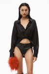 alexander wang draped button up shirt in silk charmeuse black