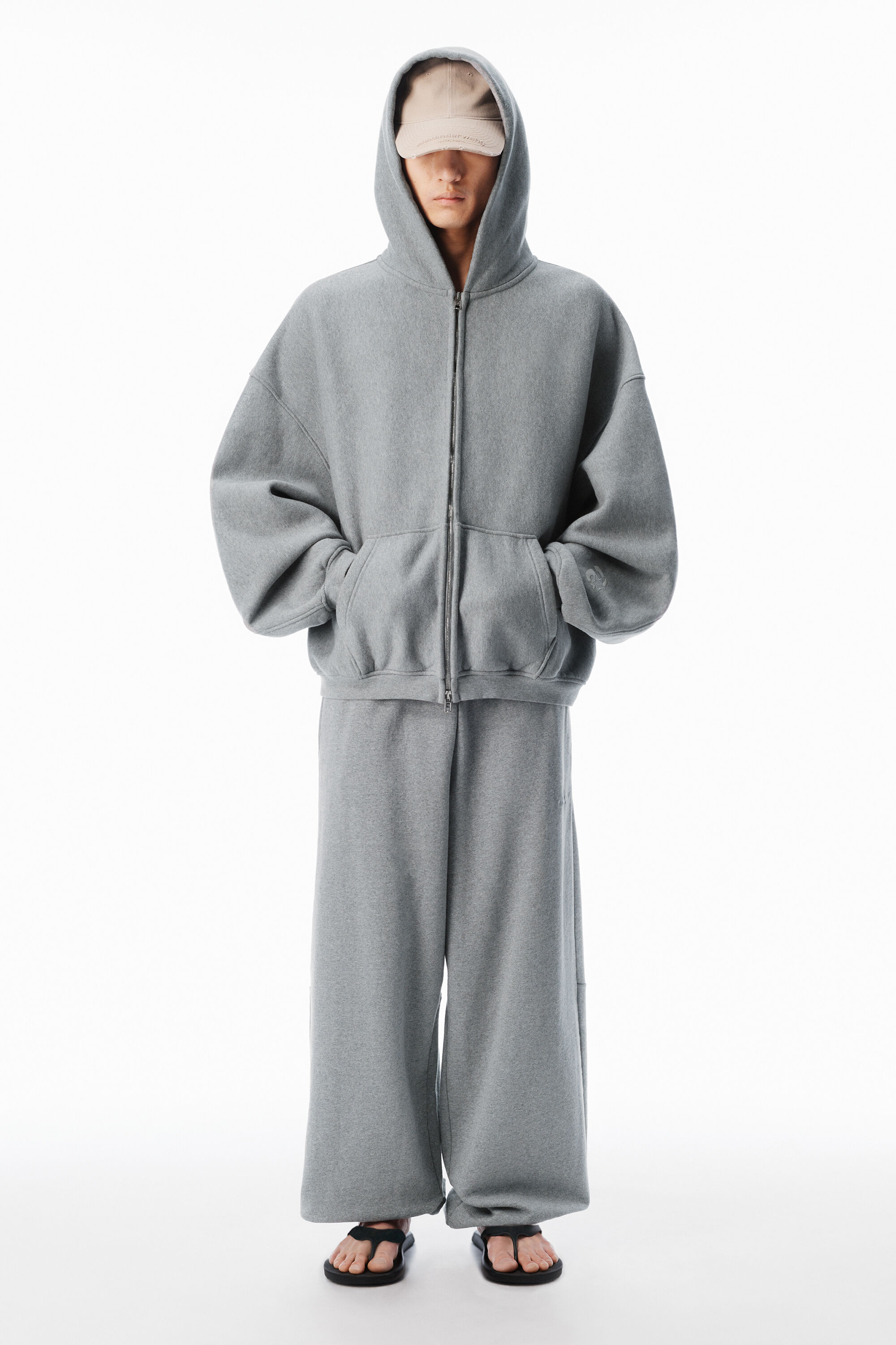 STAR ZIP UP HOODIE IN DENSE FLEECE in SIDEWALK | alexanderwang®