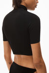 alexander wang short sleeve turtleneck in bodycon nylon black