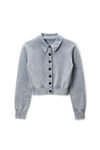 Alexander Wang washed grey grauer chenille-cardigan aus baumwollmischgewebe