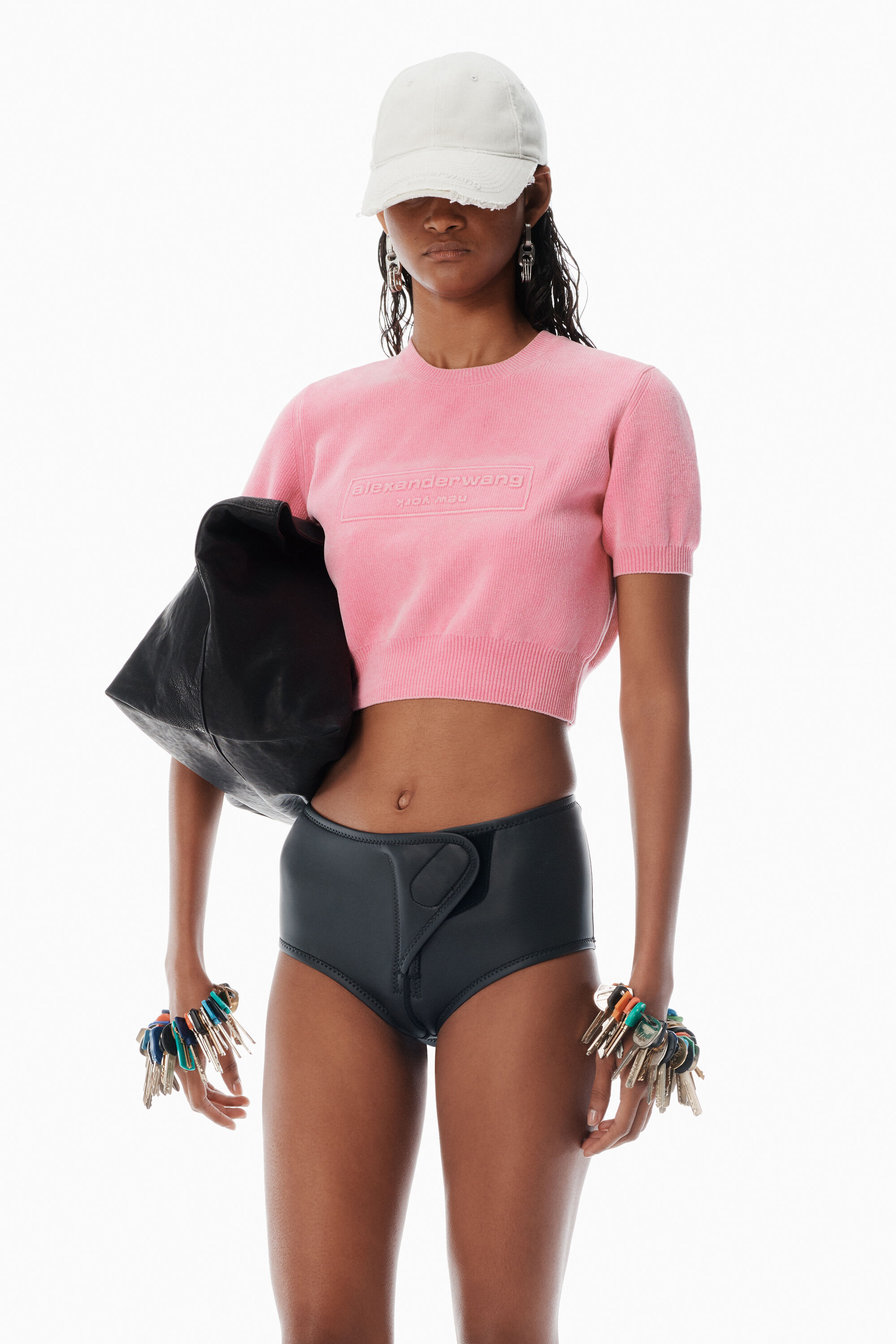 Pink Cotton-Blend Chenille Logo Pullover in WASHED LOTUS