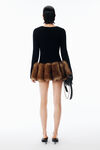 Alexander Wang black zip cardigan in faux fur-trimed wool
