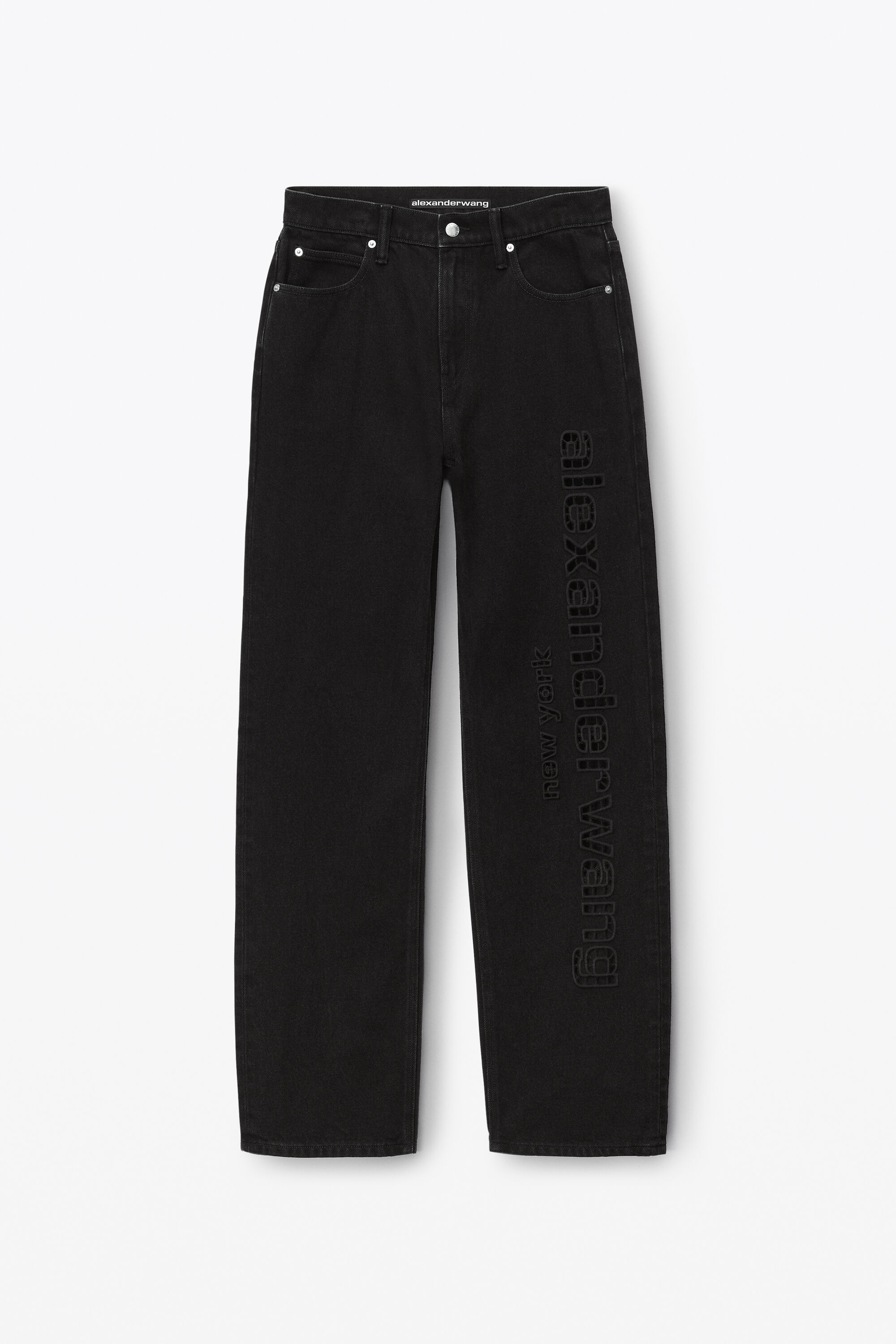 alexanderwang EZ cut-out logo jean in denim WASHED BLACK 