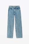 alexander wang clear hotfix ez - mid rise straight leg jean in denim vintage light indigo