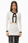 alexander wang 雪尼尔粘胶纤维徽标饰边迷你半身裙 white/black