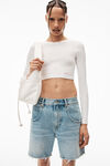 alexander wang mid-rise loose short in denim vintage faded indigo