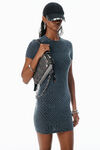 Alexander Wang graphite grey logo jacquard shrunken minidress