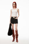 alexander wang shorty high-rise short in denim washed black