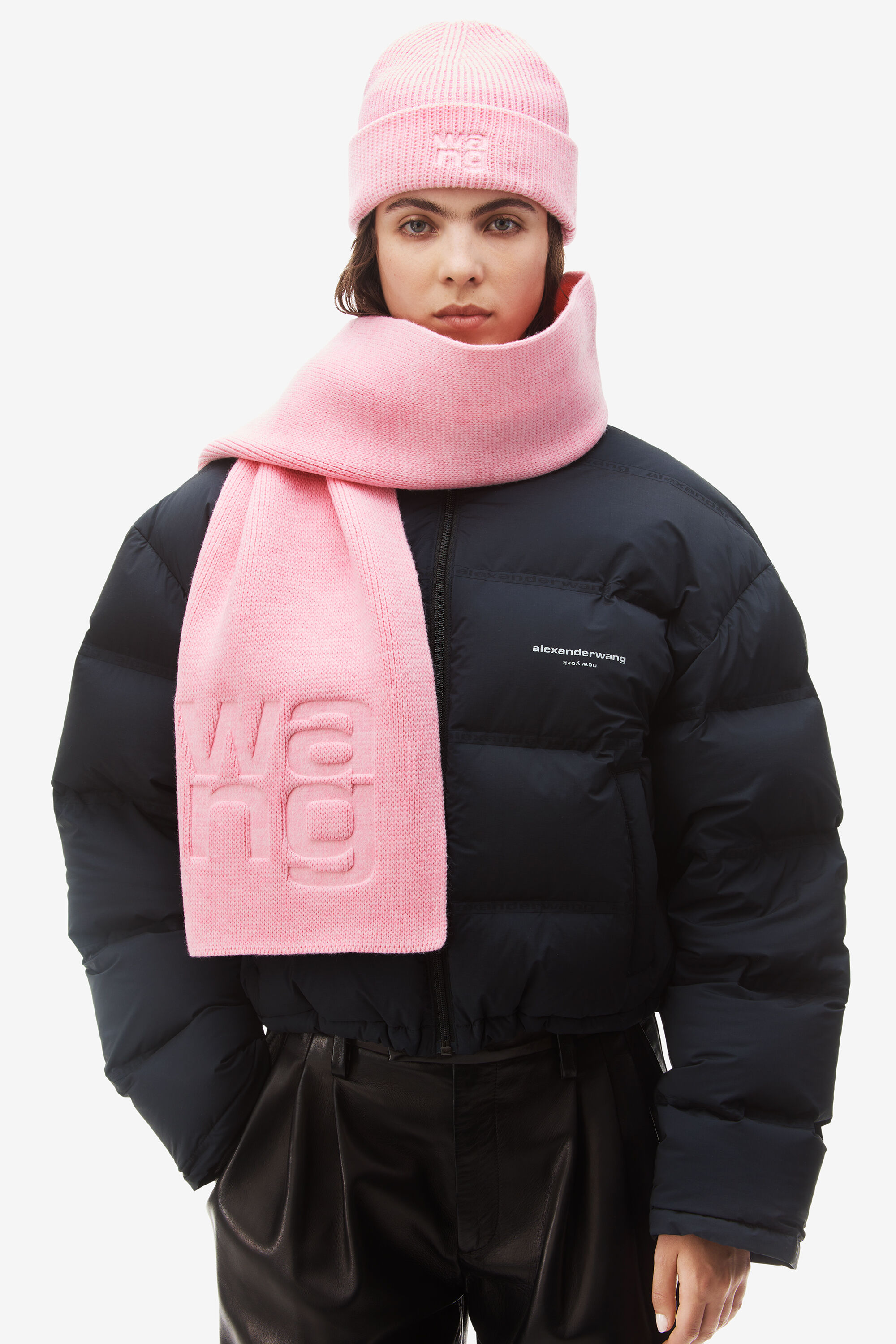 Logo beanie in compact deboss in PRISM PINK | alexanderwang®