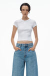 Alexander Wang white crystal hotfix tee in ribbed jersey