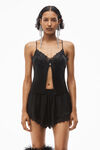 alexander wang butterfly cami top in silk charmeuse black