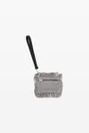 alexander wang pillow wristlet in crystal mesh white