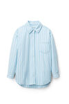 alexander wang padded shirt jacket in striped cotton baltic sea/white