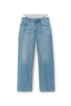 alexander wang layered loose jean in denim vintage light indigo