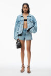 alexander wang shorty 高腰牛仔短裤 light indigo fade