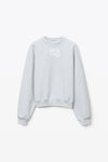 alexander wang puff logo sweatshirt in structured terry light heather grey