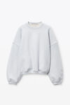Alexander Wang light heather grey 徽标刺绣的超大号圆领棉衣