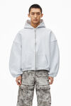 Alexander Wang light heather grey oversized logo embroidered hoodie in cotton