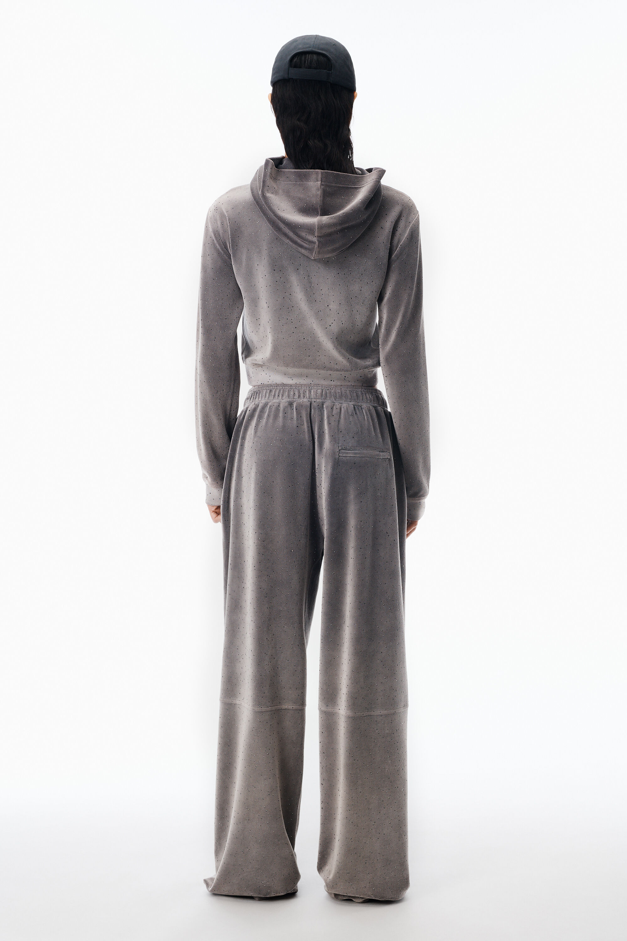 Crystal Hotfix Mid-Rise Terry Sweatpant in TITANIUM | alexanderwang®