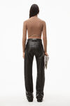 alexander wang hotfix logo turtleneck in crystal nylon dark rose beige