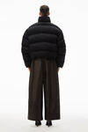 alexander wang cropped puffer coat with reflective logo black
