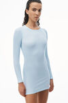 alexander wang 罗纹棉长袖圆领连衣裙 blue pearl