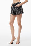 alexander wang bite logo short in grey aged denim grey aged/white