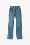 alexander wang fly high-rise stacked jean in denim vintage medium indigo