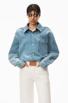 alexander wang 牛仔布透明烫钻加大版型衬衫 vintage light indigo