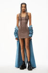 alexander wang tank mini dress in heavy stretch terry washed cola
