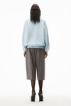 Alexander Wang ariel blue logo embossed ribbed pullover in soft chenille