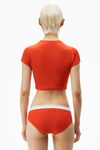 Alexander Wang fiery red 罗纹平纹针织布短款短袖 t 恤
