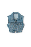alexander wang shrunken trucker vest in denim vintage medium indigo