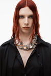 alexander wang double layered top in silk  black