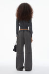 alexander wang 超细美利奴羊毛徽标短款开衫 charcoal melange