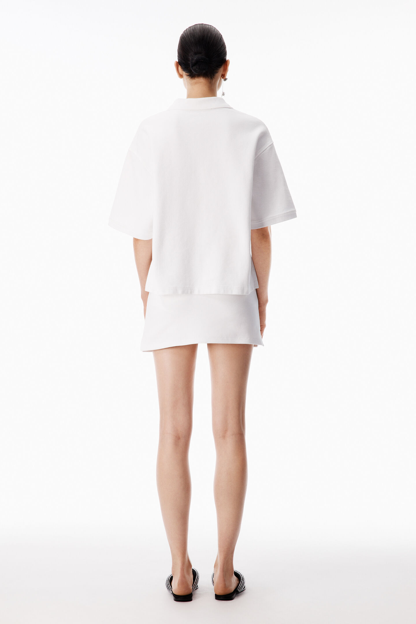 Alexander Wang Cropped Oversized Polo In White