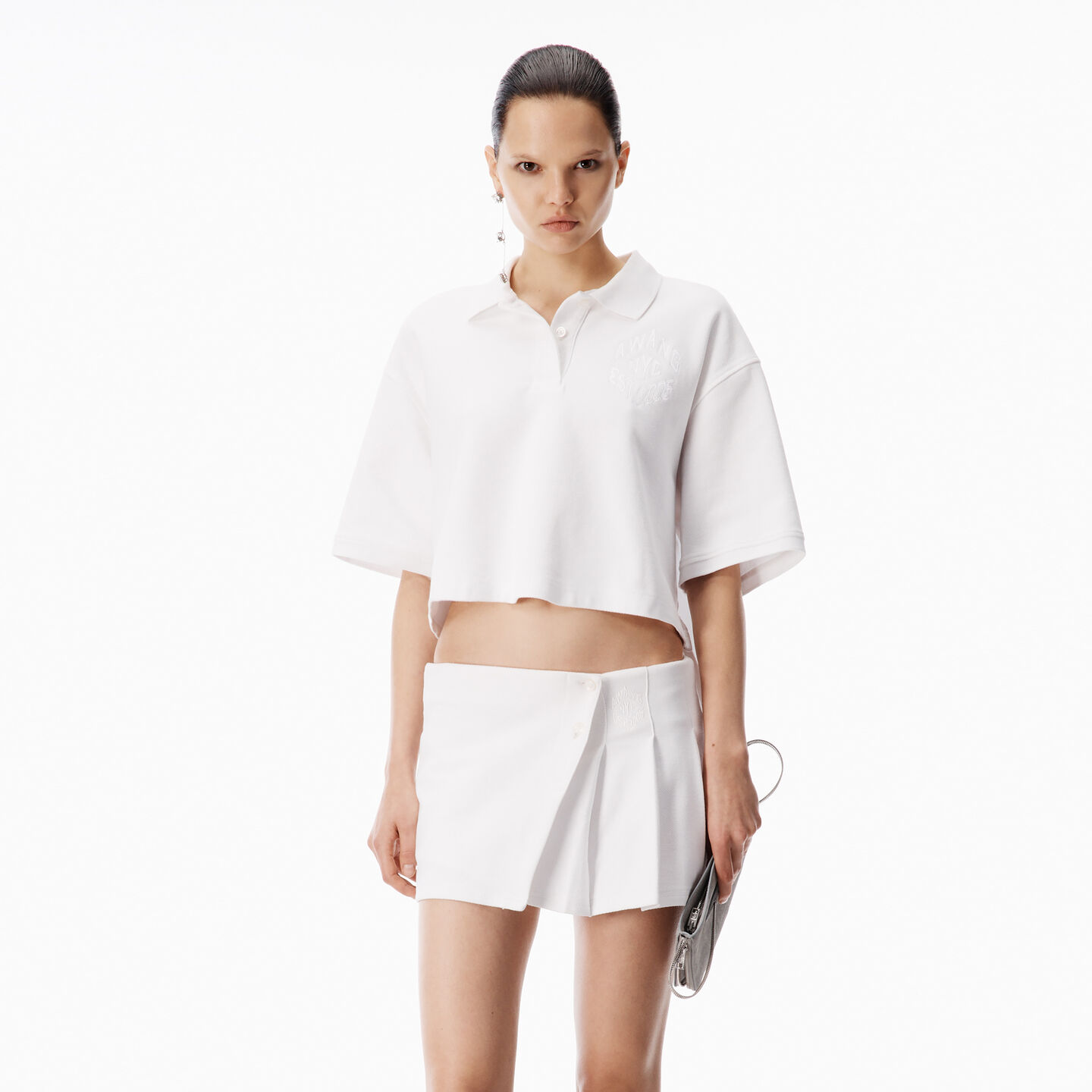 Alexander Wang Cropped Oversized Polo In White